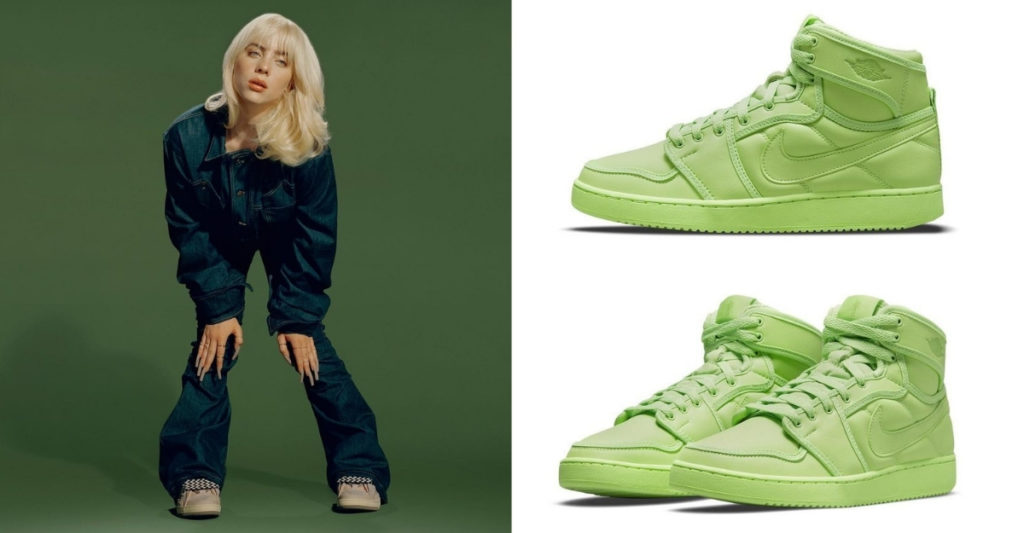 Billie Eilish x Air Jordan: Neon Green Vegan Air Jordan 1 KO Sneakers